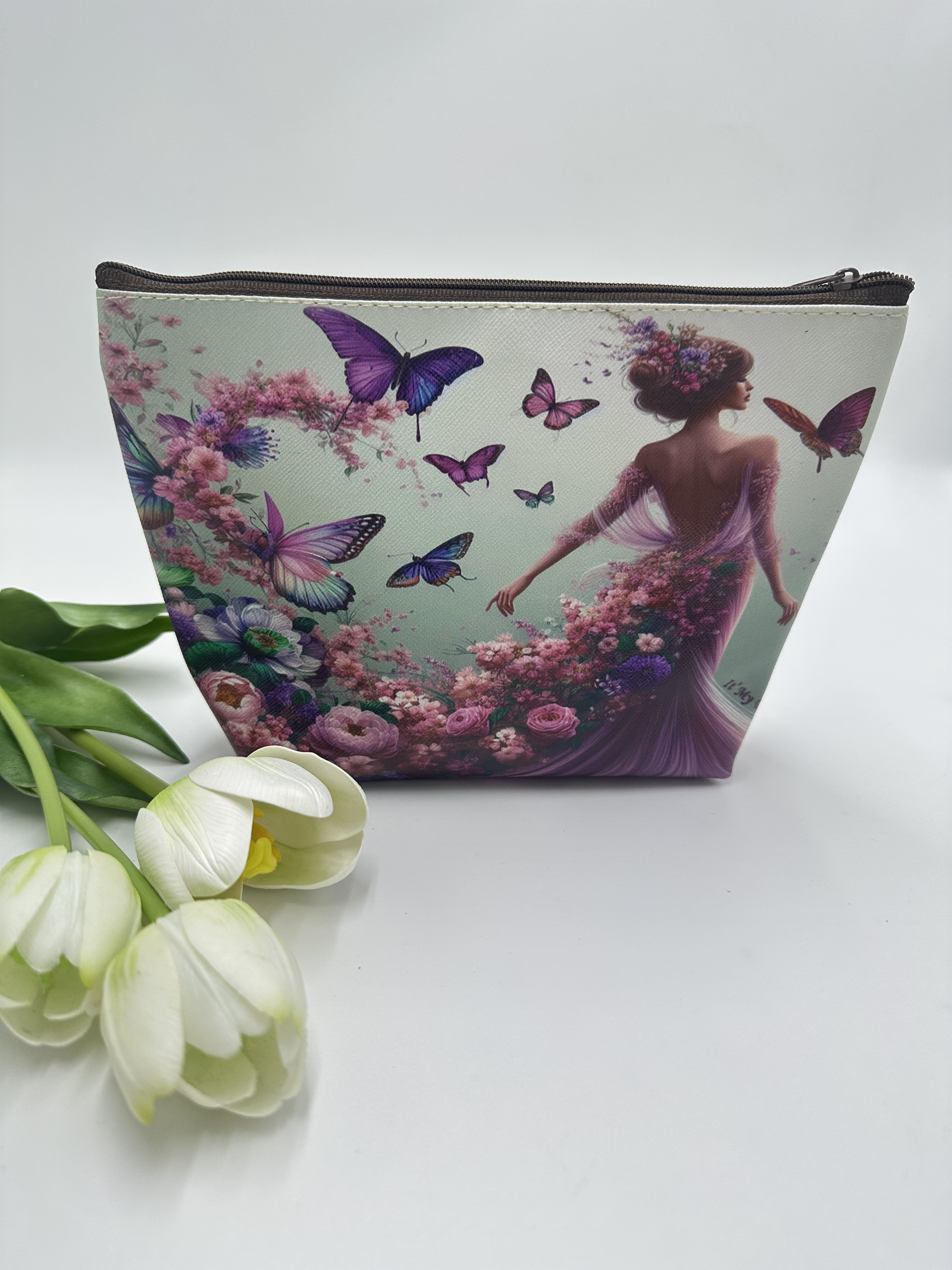 Cosmetic bag with a girl and butterflies (Butterfly Girl)